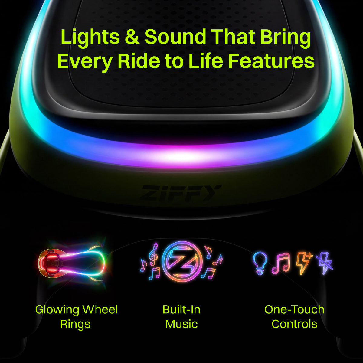 JOVA-ZIFFY 45W Electric Wiggle Car - Light-Up Ride-On Toy, Green