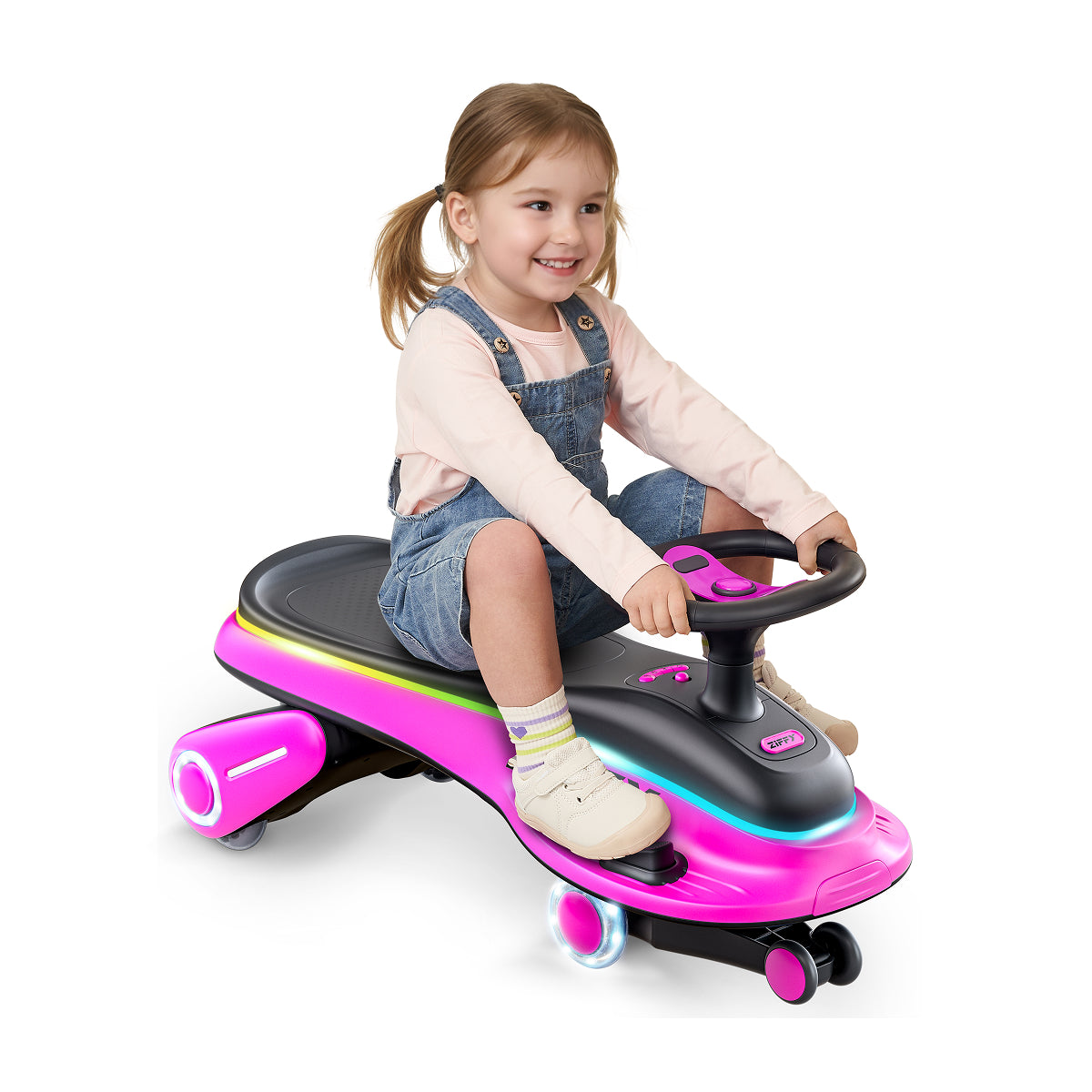JOVA-ZIFFY 45W Electric Wiggle Car - Light-Up Ride-On Toy, Pink