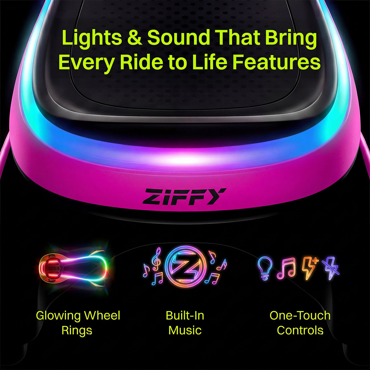 JOVA-ZIFFY 45W Electric Wiggle Car - Light-Up Ride-On Toy, Pink