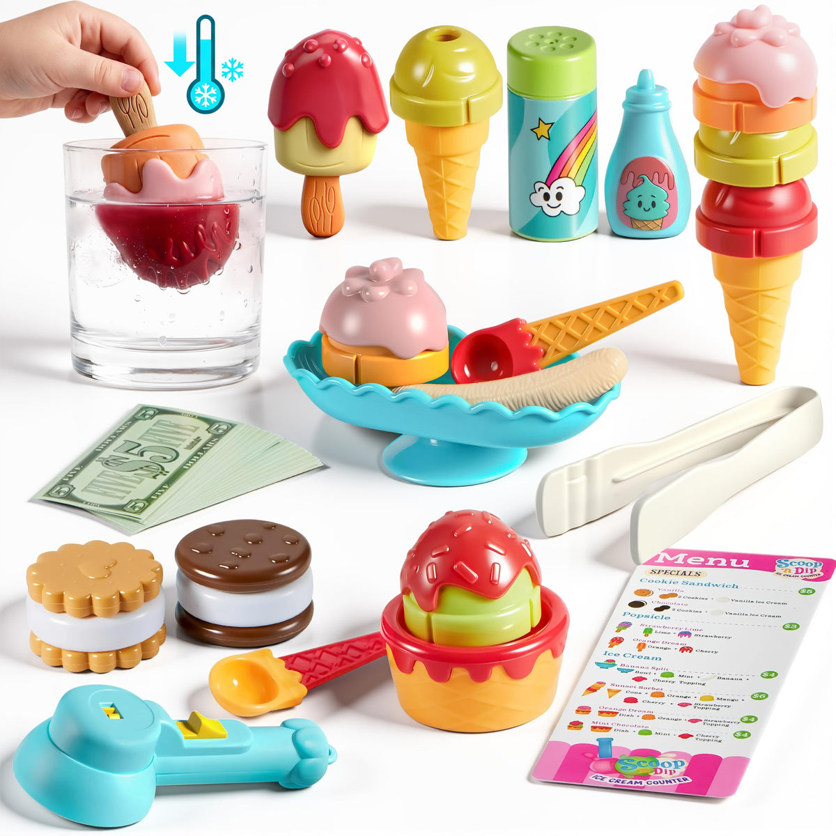 Play-Act Color Changing Ice Cream Toy - Play Food for Kids Ages 3+