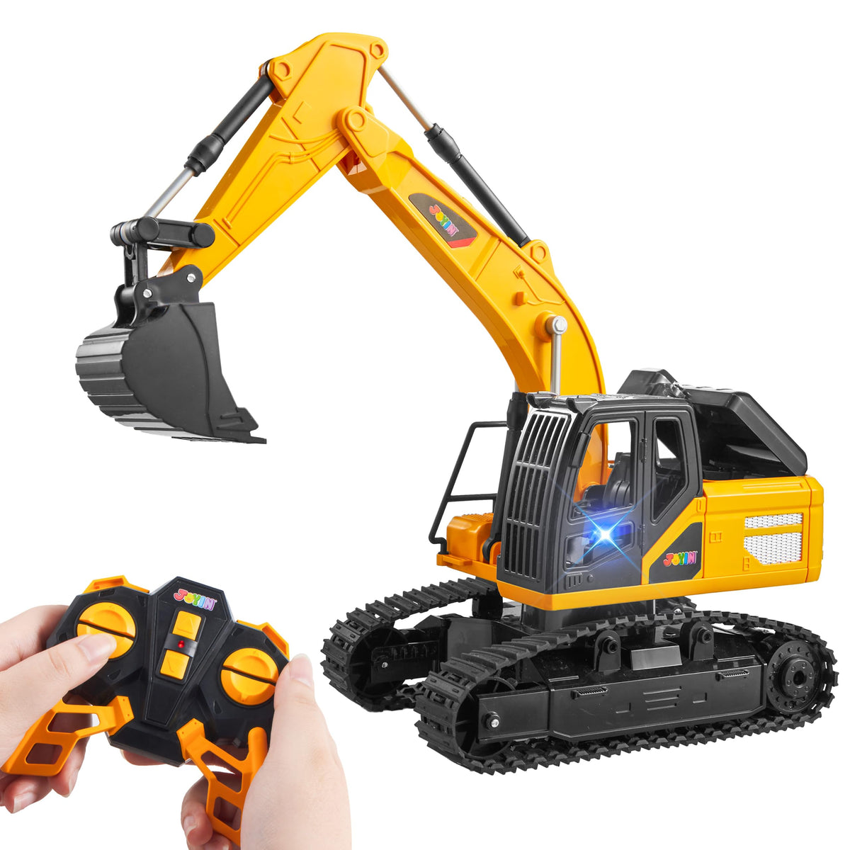 VROOMIX 2.4GHz Remote Control Excavator Toy with Lights for Kids