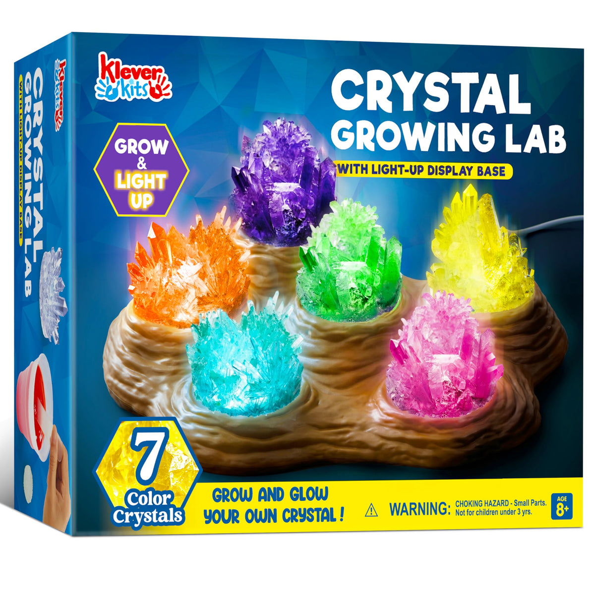 Klever Kits Crystal Growing Lab - 7 Color Kit with Light-Up Base