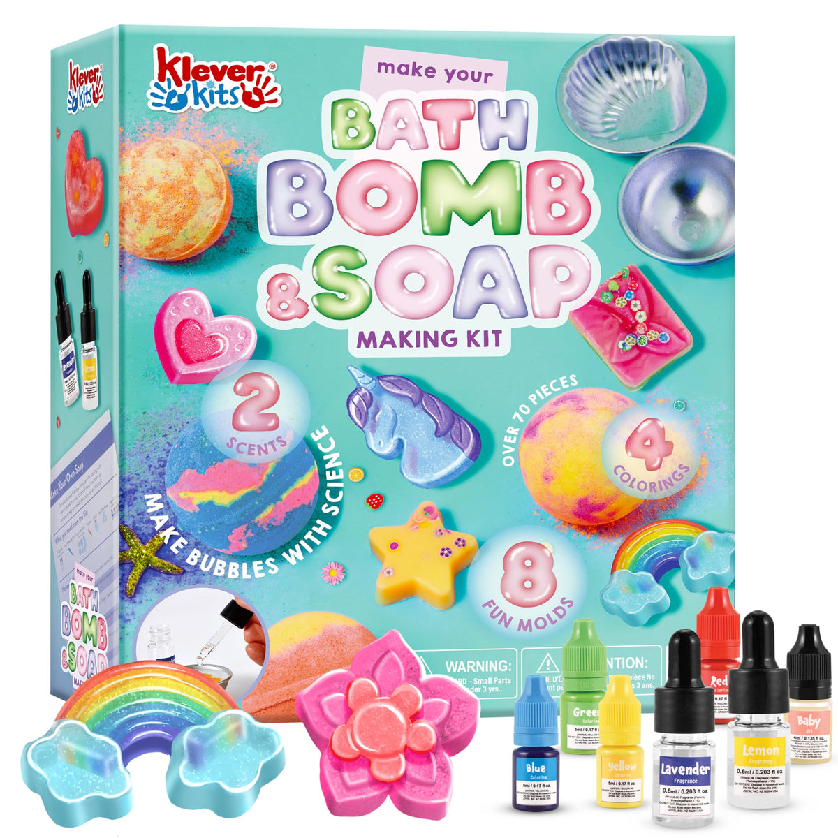 Klever Kits 2-in-1 Bath Bomb & Soap Making Kit - DIY Spa Science for Kids