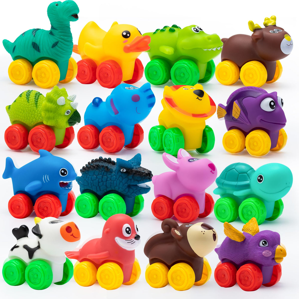 VROOMIX Soft Rubber Animal Toy Car Set for Toddlers