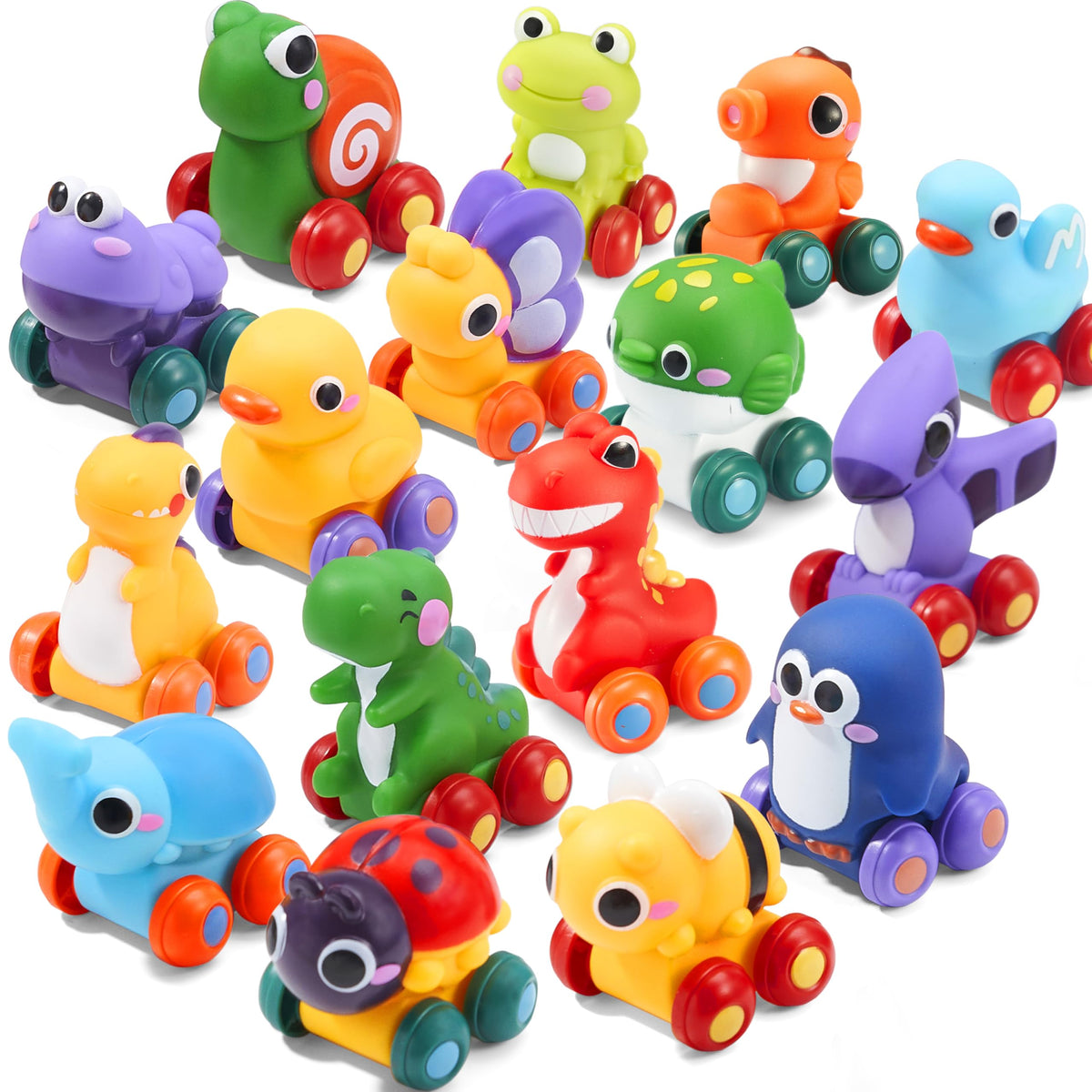 VROOMIX Soft Rubber Animal Cartoon Toy Car Set for Toddlers