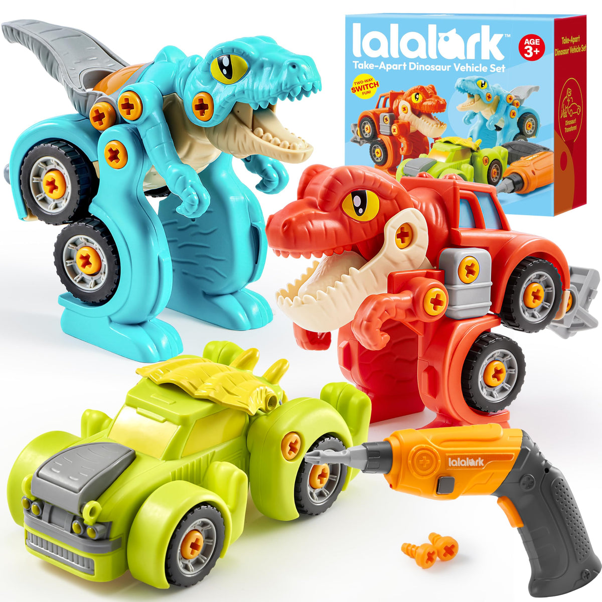 Play-Act Dinosaur Take Apart Car Toy - Electric Drill STEM Building Set