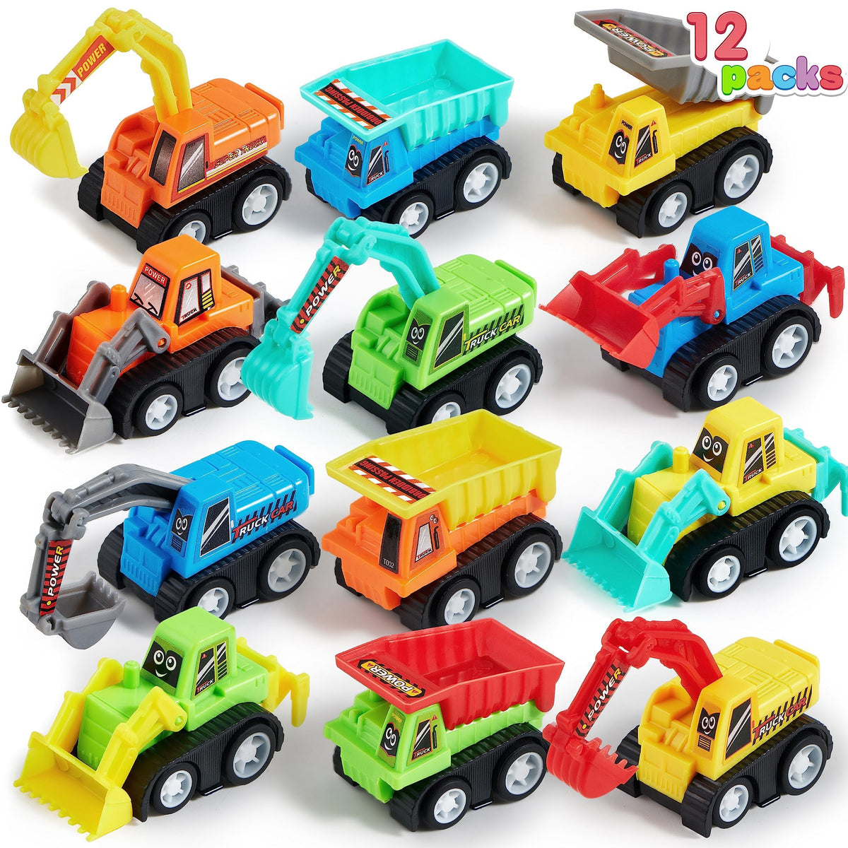 VROOMIX 12-Piece Mini Construction Vehicle Toy Set for Kids