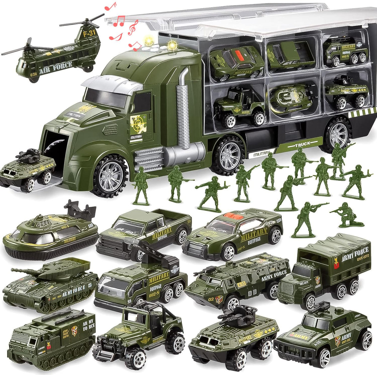 Vroomix 25-in-1 Construction Truck Toy Set - 12 Vehicles & 12 Workers