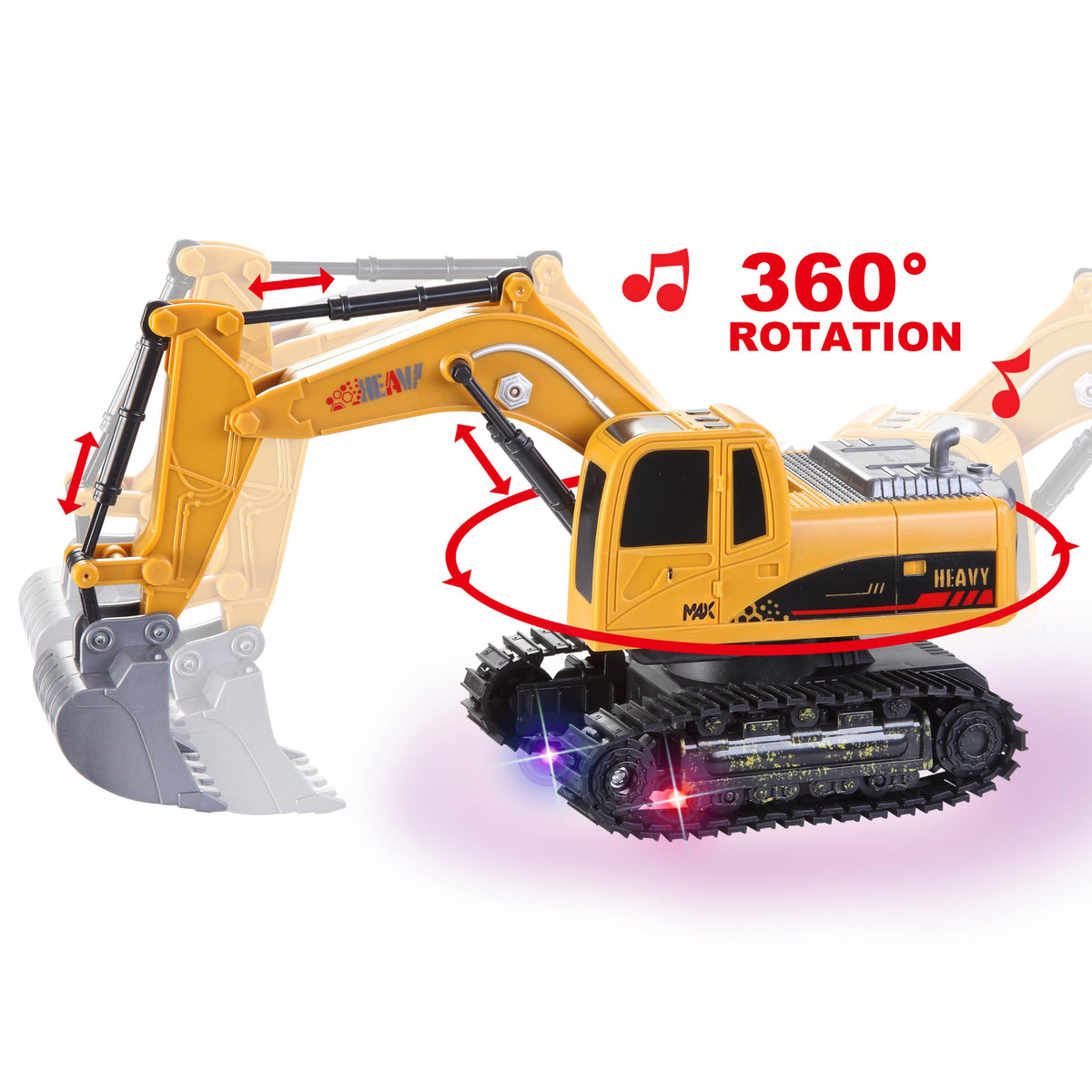 VROOMIX 2-Pack Remote Control Construction Vehicle Set (RC Excavator & Dump Truck)