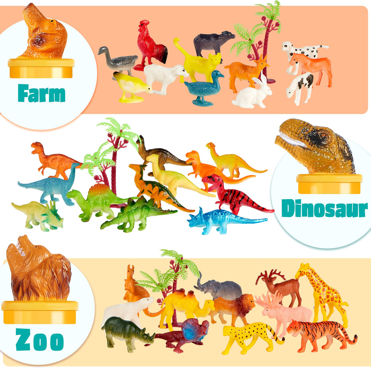 Play-Act 69 PCS Animal Figures - Six Habitats, Endless Adventures