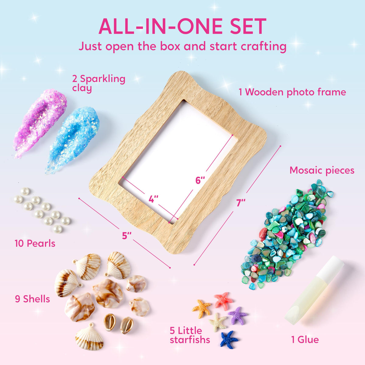 Klever Kits Mosaic Photo Frame Craft Kit - DIY Picture Frame for Girls 6-12