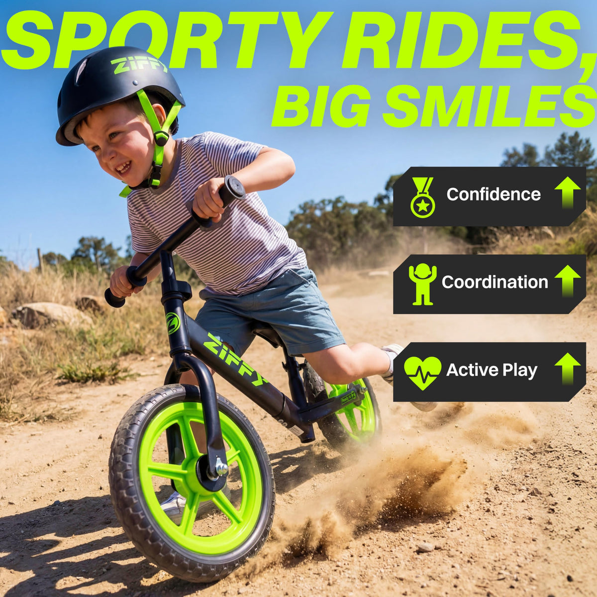 ZIFFY 12" Balance Bike - No-Pedal Toy for Ages 2-5, Steel Frame