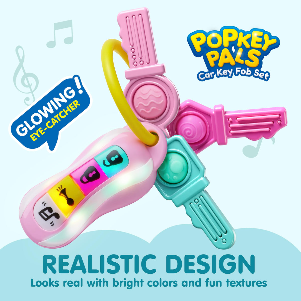 Play-Act Baby Car Keys Teether - Musical Sensory Toy for Ages 10+ Months