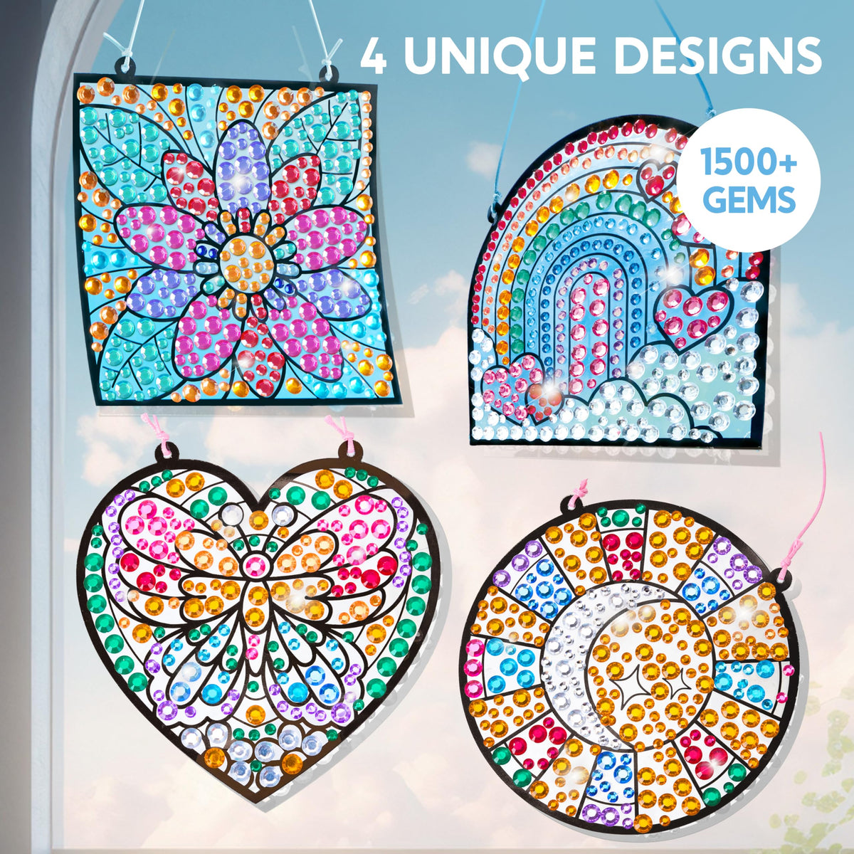 Klever Kits Gem Diamond Painting Window Suncatchers (4-Pack)