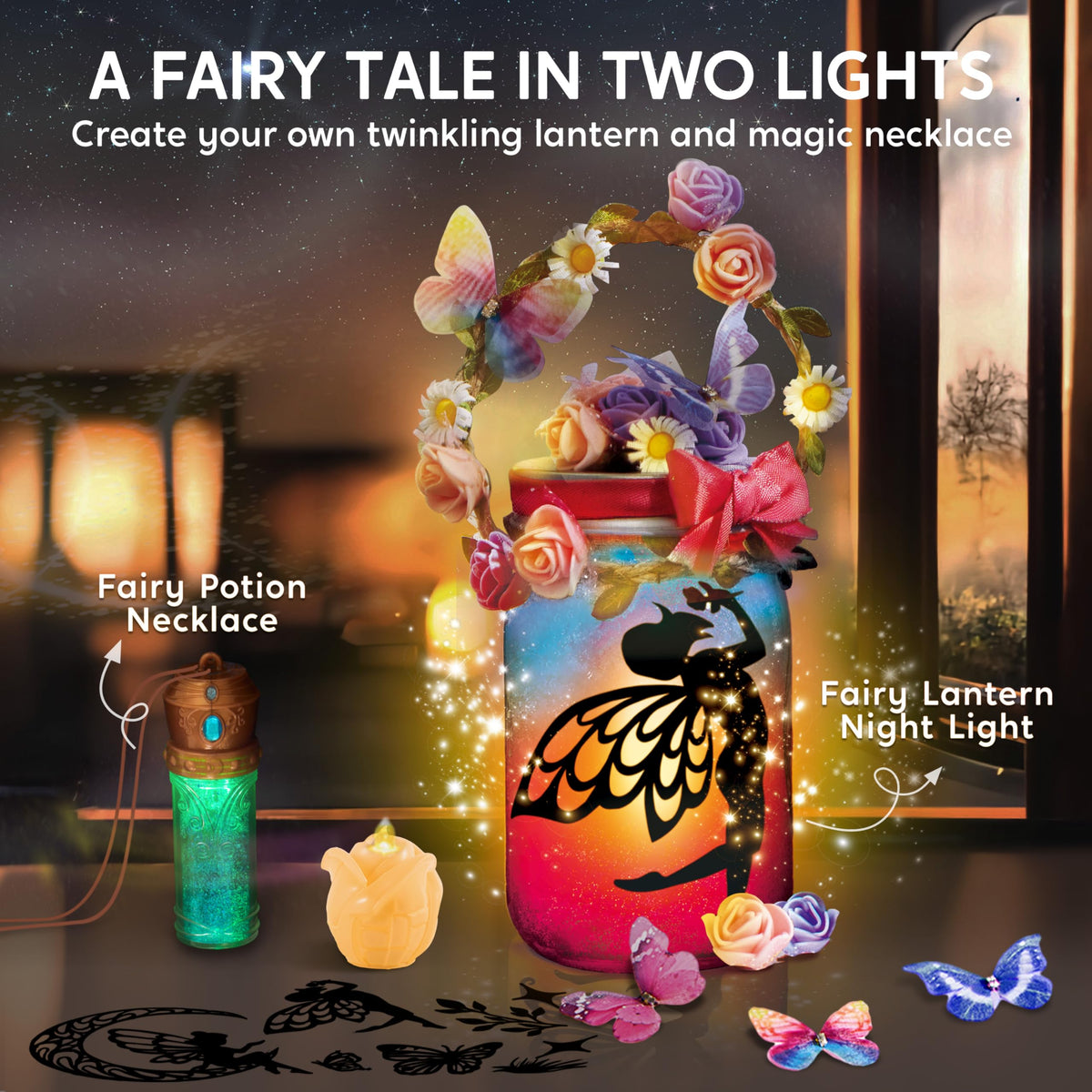 Klever Kits DIY Fairy Lantern & 7-Color Potion Necklace Craft Kit