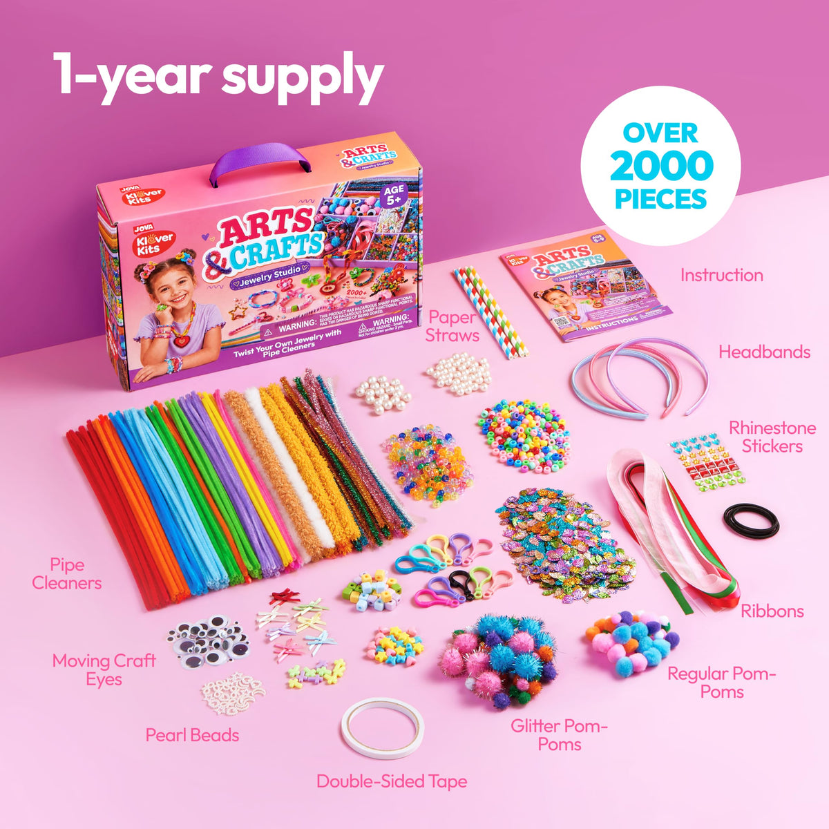 Klever Kits 2000+ PCS Jewelry Studio Craft Kit - Princess Bracelet Making Set