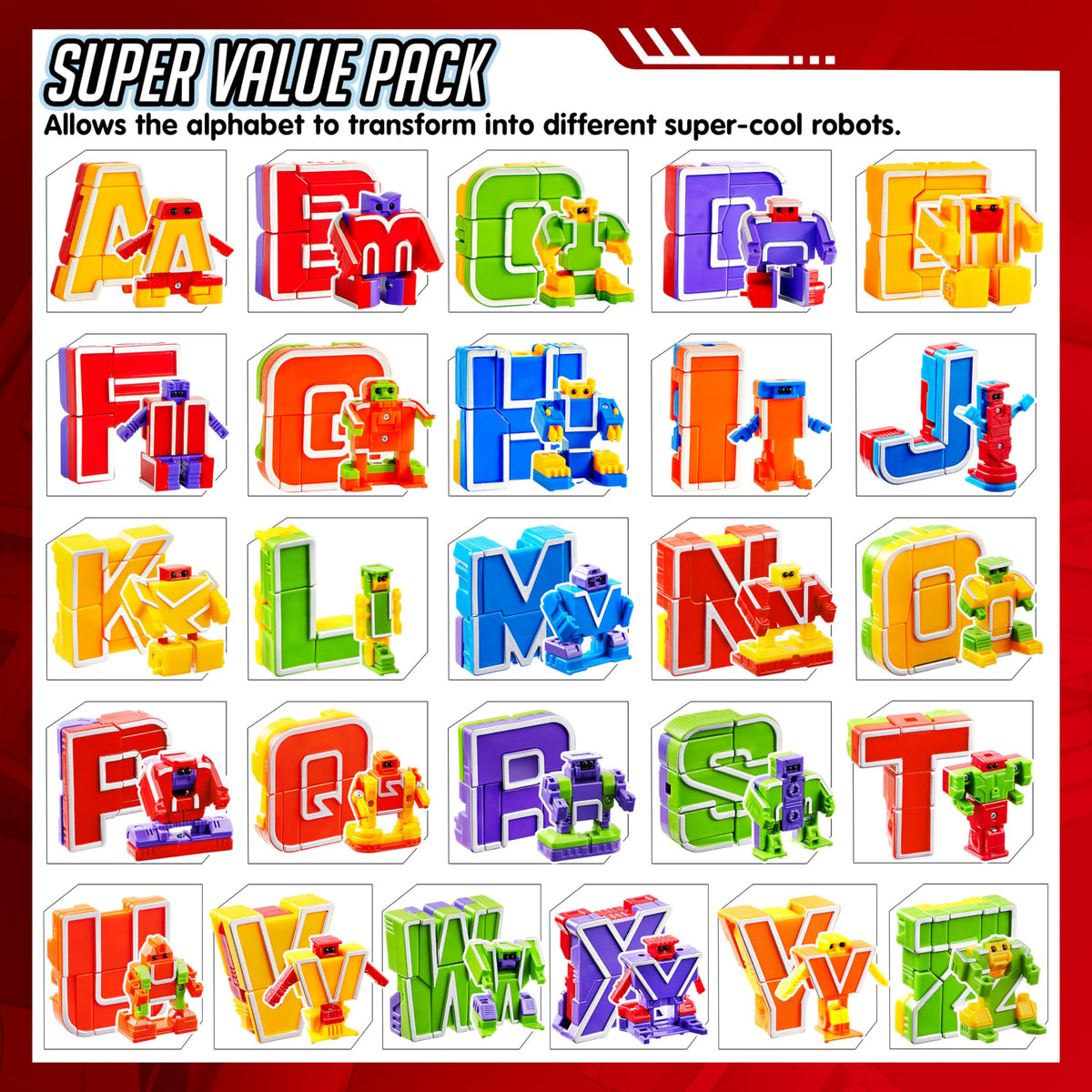 Play-Act Alphabet Robots Toys - ABC Learning & Education Toy for Kids 3-8