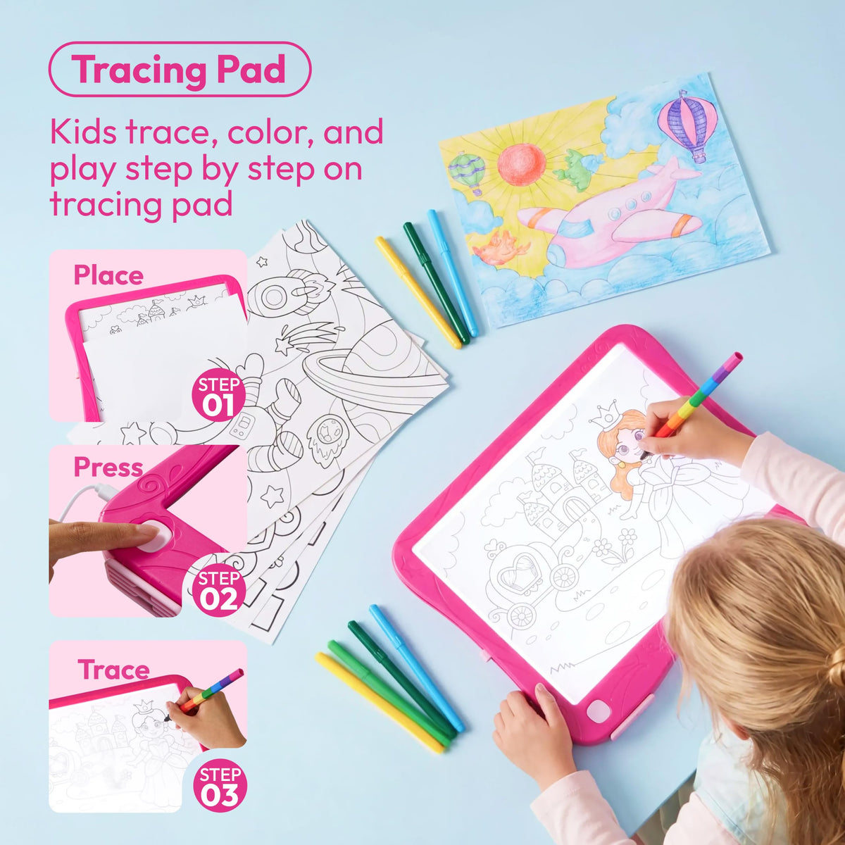 Klever Kits 2-in-1 Neon LED Drawing Tablet & Light-Up Tracing Pad