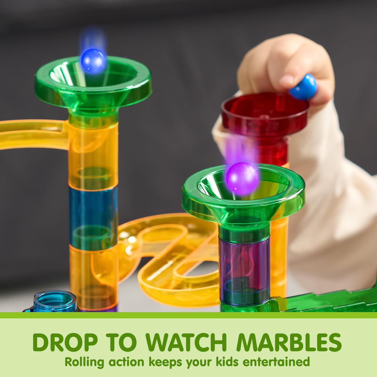 Play-Act 137 PCS Glow Marble Run - STEM Building Blocks Toy with 15 Marbles