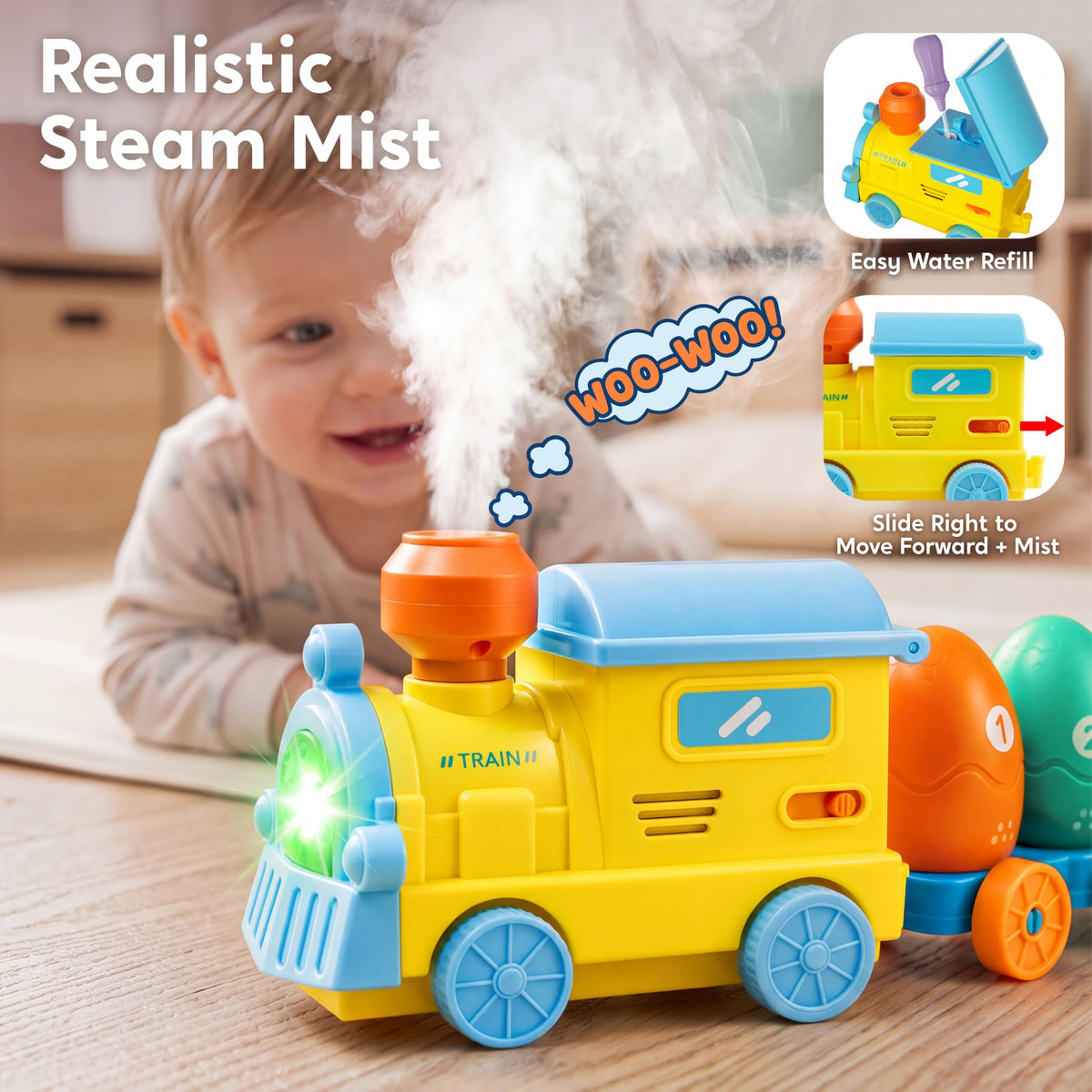 Play-Act Steam Dinosaur Train - Montessori Count & Match Learning Toy