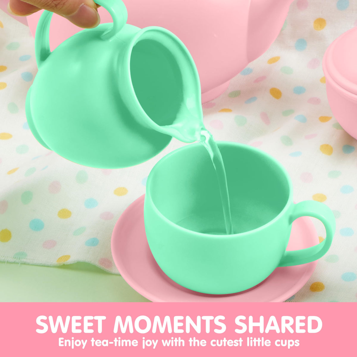 Play-Act 18 PCS Pretend Tea Party Set - BPA & Phthalates Free Play Food