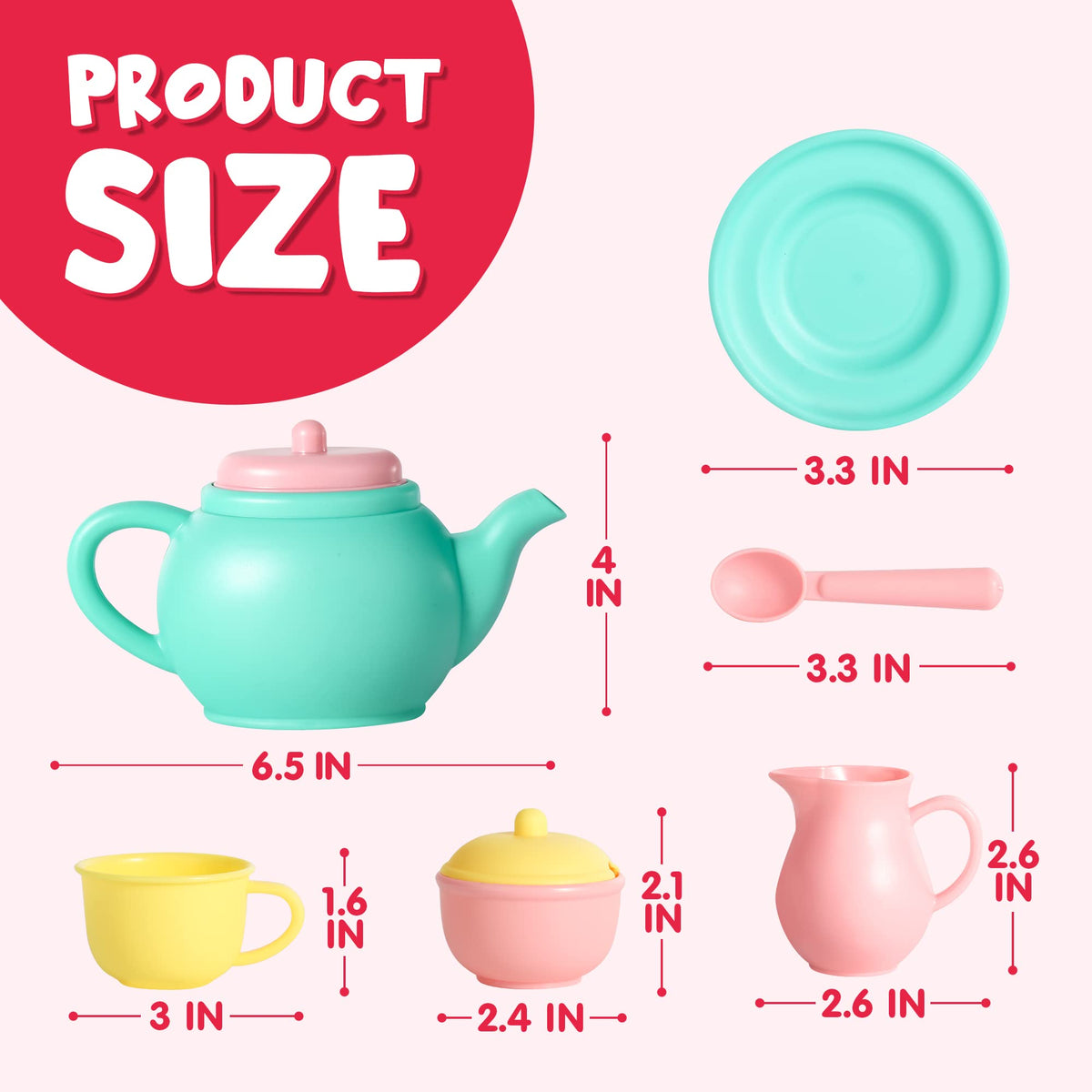 Play-Act 18 PCS Pretend Tea Party Set - BPA & Phthalates Free Play Food