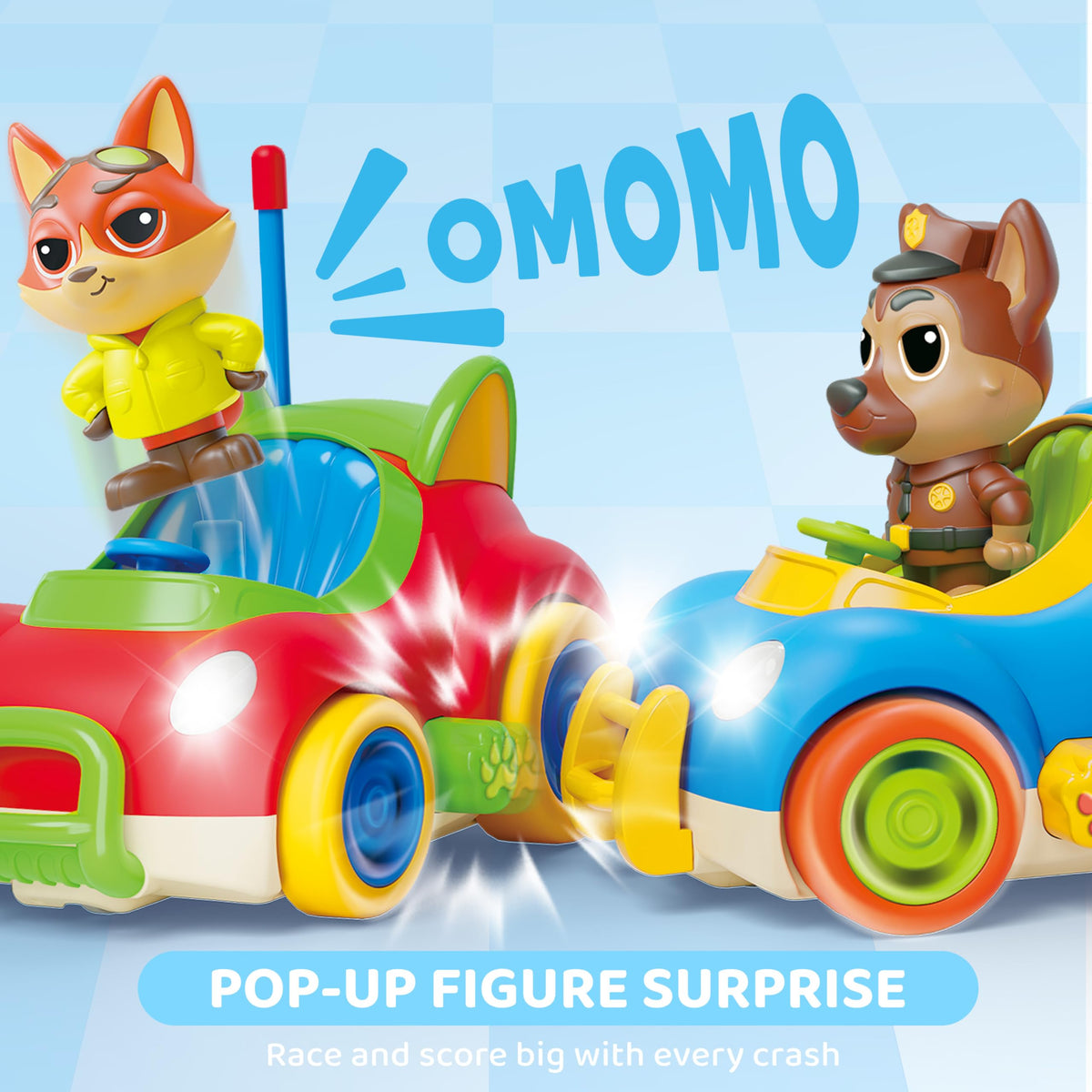 VROOMIX 2 Pack Remote Control Car - LED Lights, Sounds & Music for Kids