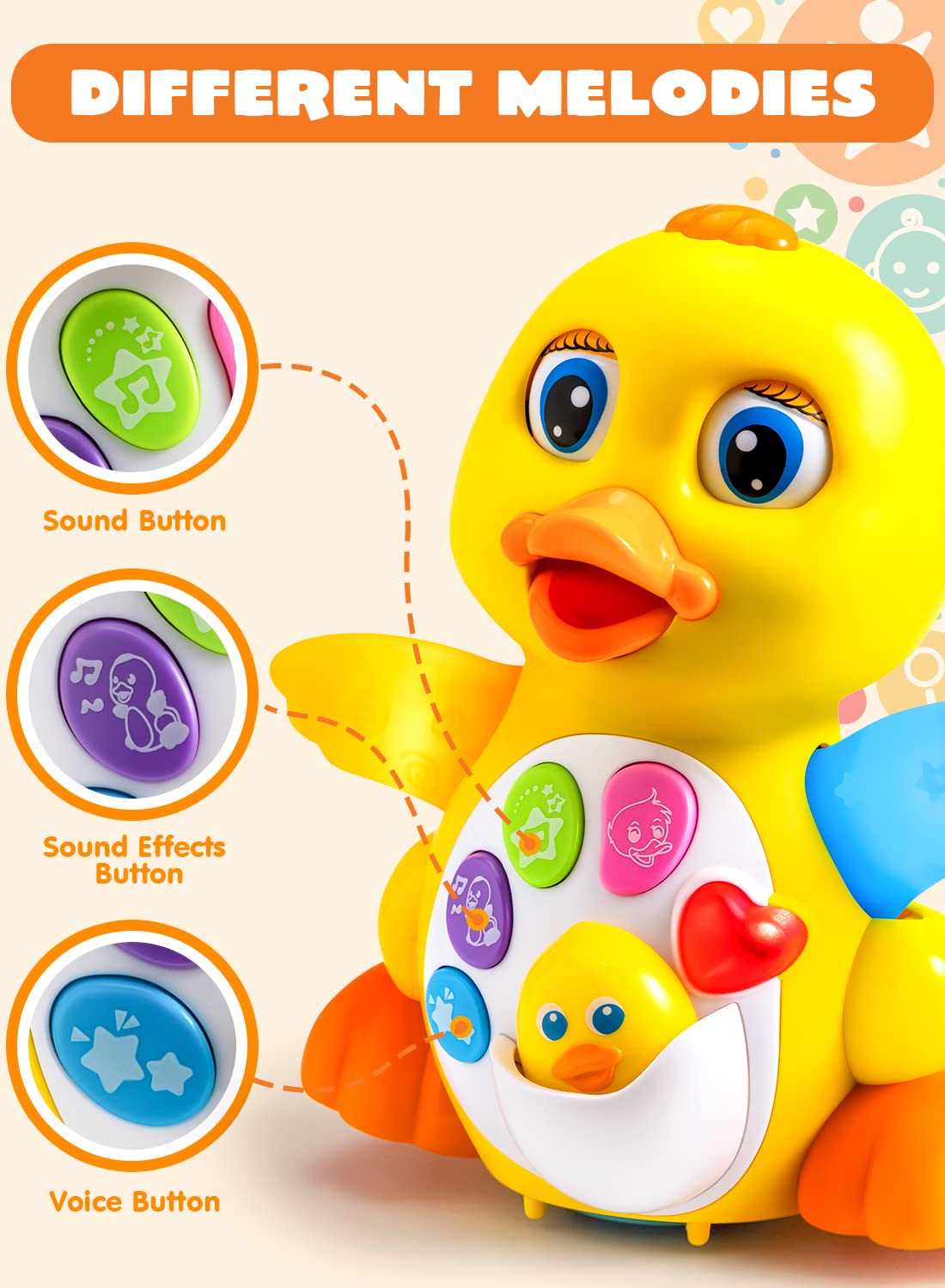 Play-Act Dancing Duck - Crawl, Dance, Learn With Music & Lights