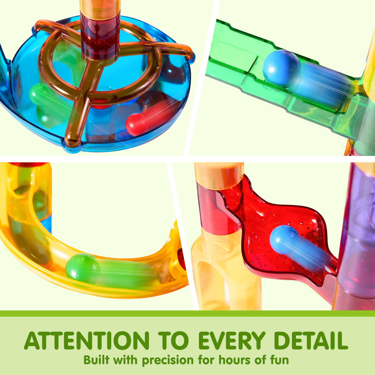Play-Act 137 PCS Glow Marble Run - STEM Building Blocks Toy with 15 Marbles