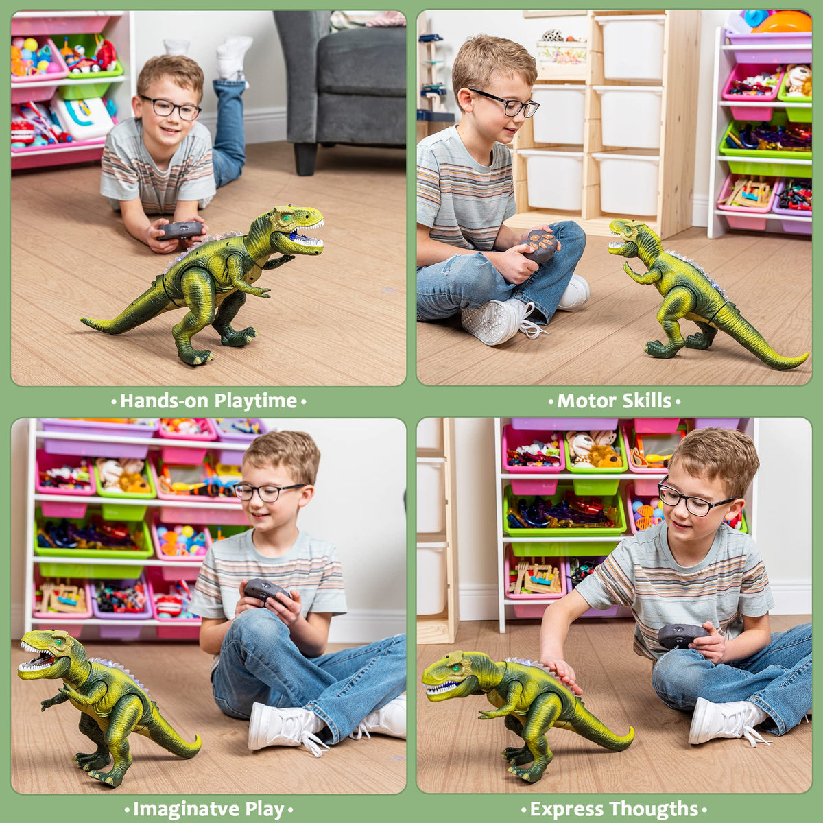 Play-Act Remote Control Robot T-Rex - Light & Roaring Sound Dinosaur Toy