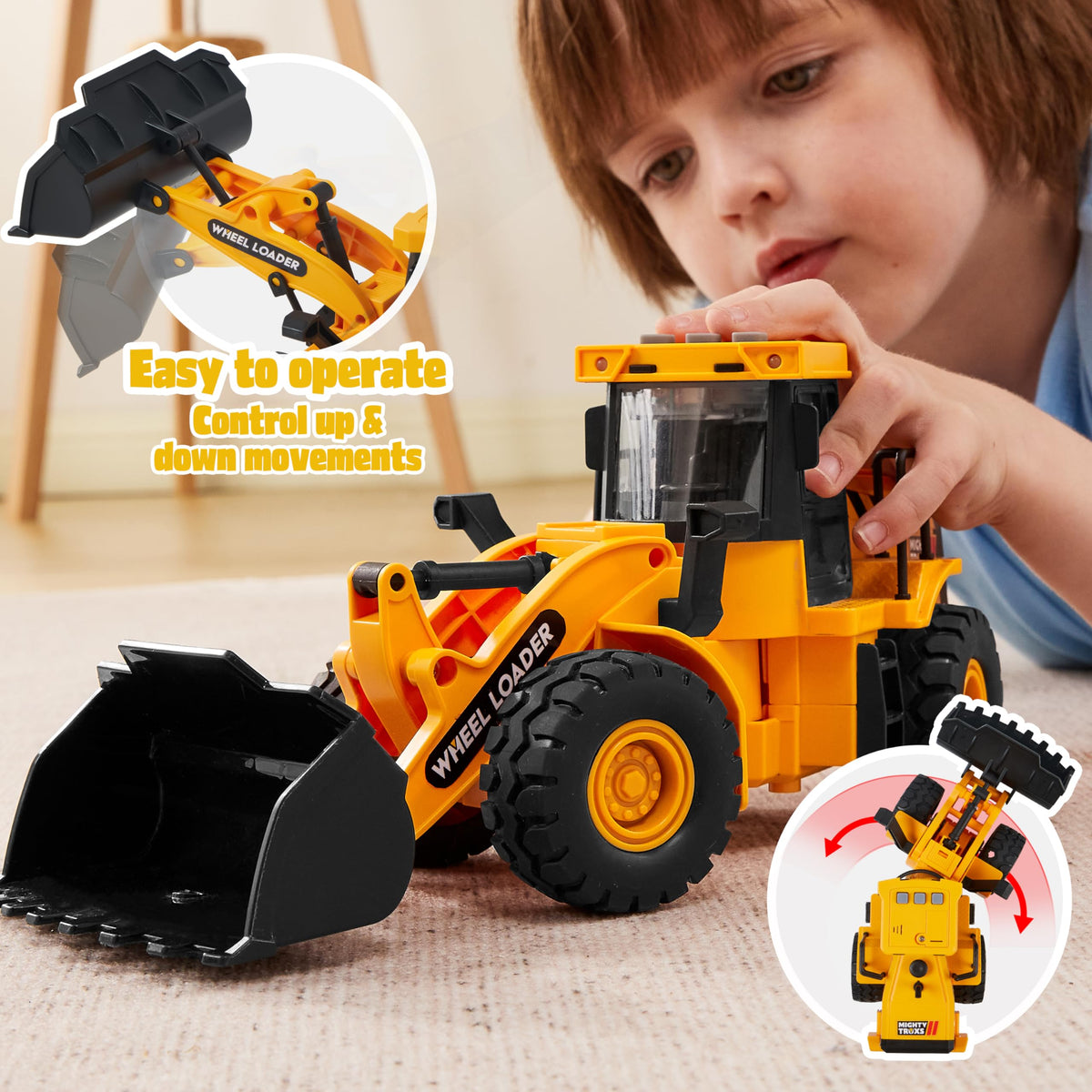 VROOMIX 3-Pack Construction Truck Toy Set (Excavator, Dump Truck & Loader)
