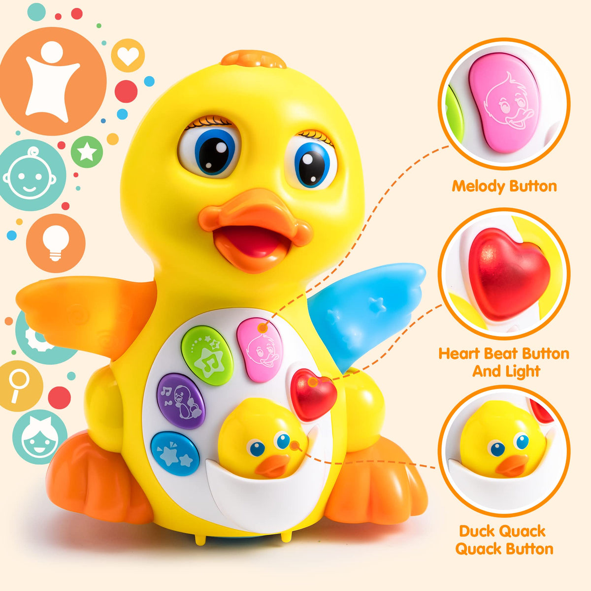 Play-Act Dancing Duck - Crawl, Dance, Learn With Music & Lights