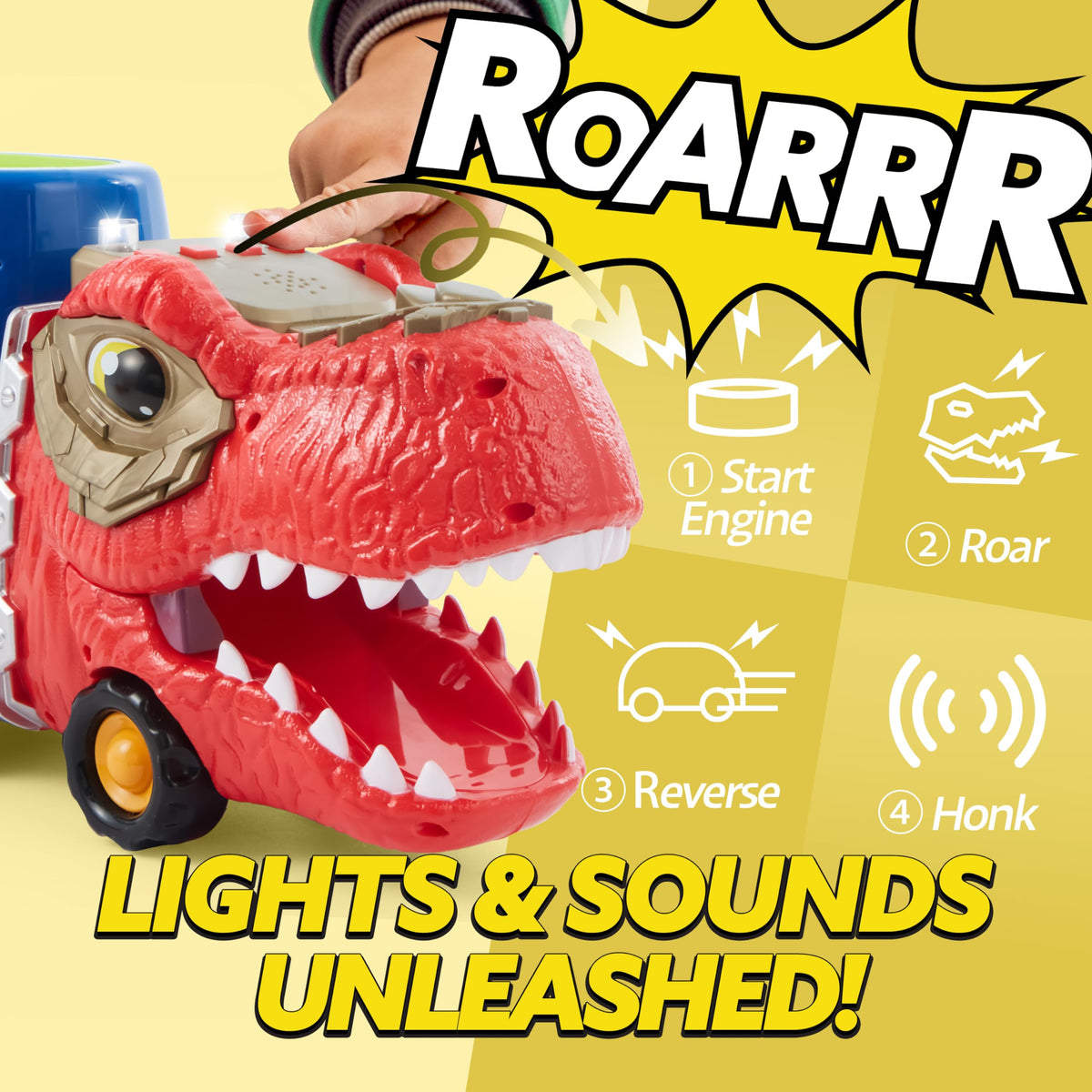 Vroomix Dinosaur Carrier Truck - 6 Dinosaurs, Music, Lights, Endless Adventure