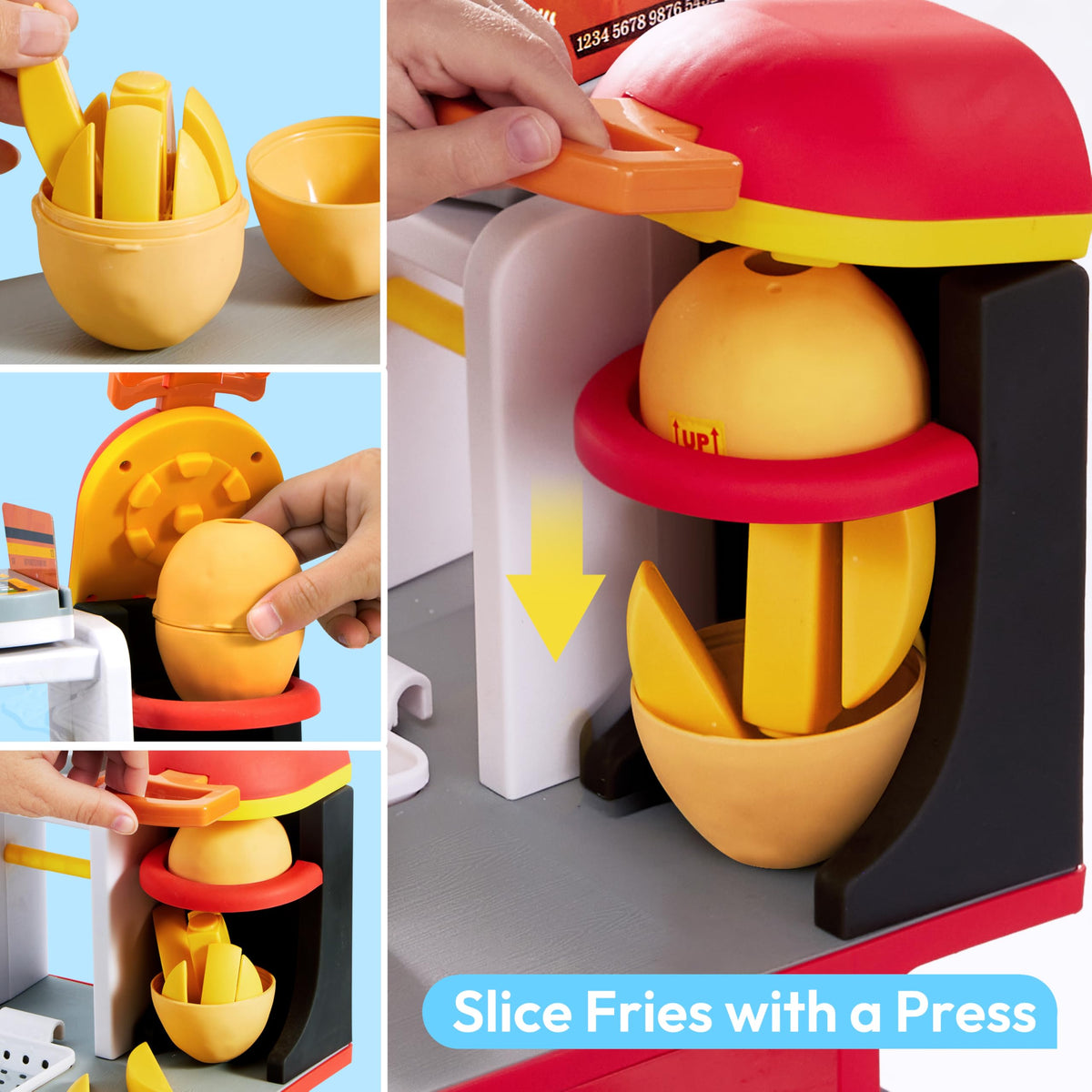 Play-Act 40+ PCS Restaurant Play Food Set - Fast Food Playset with Lights