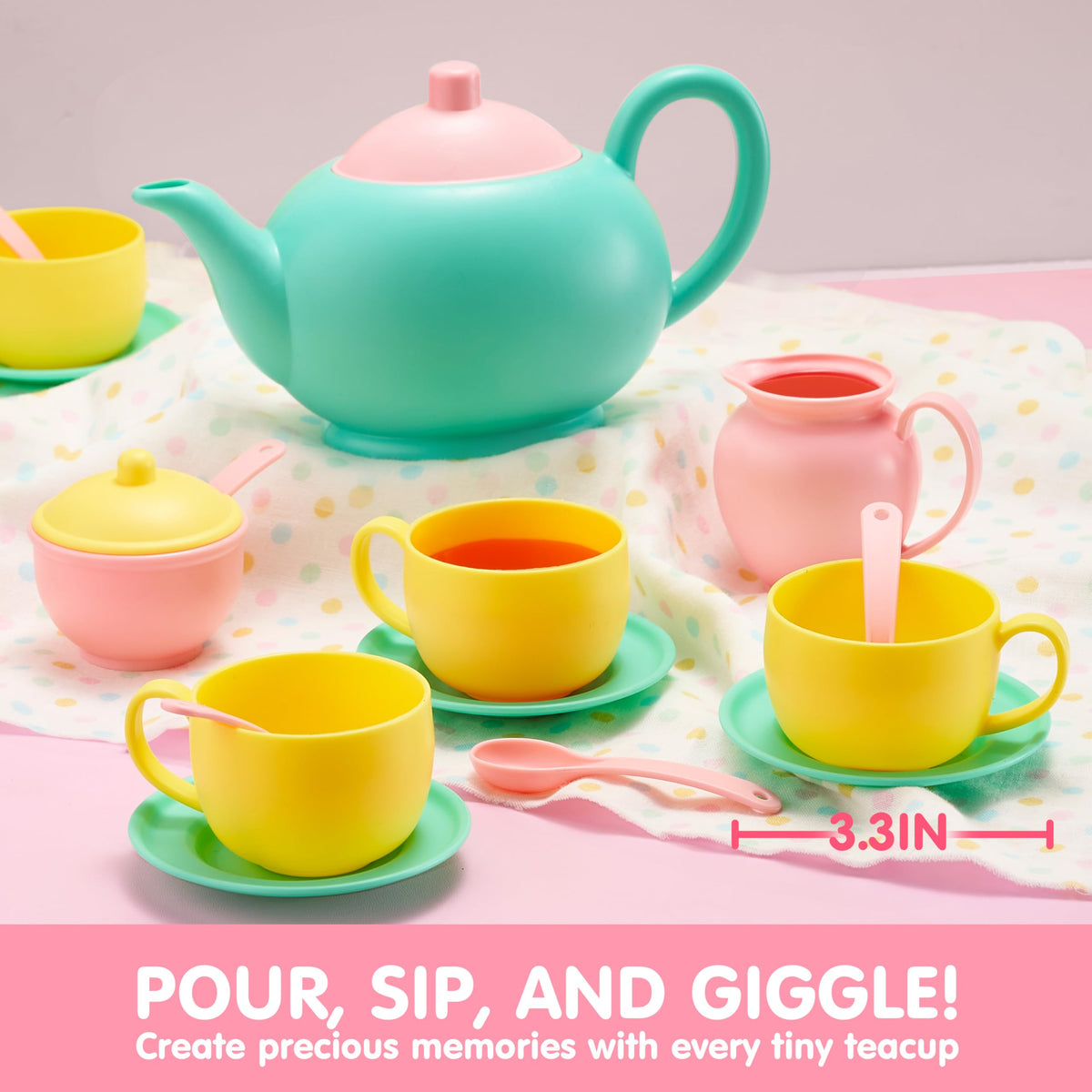 Play-Act 18 PCS Pretend Tea Party Set - BPA & Phthalates Free Play Food