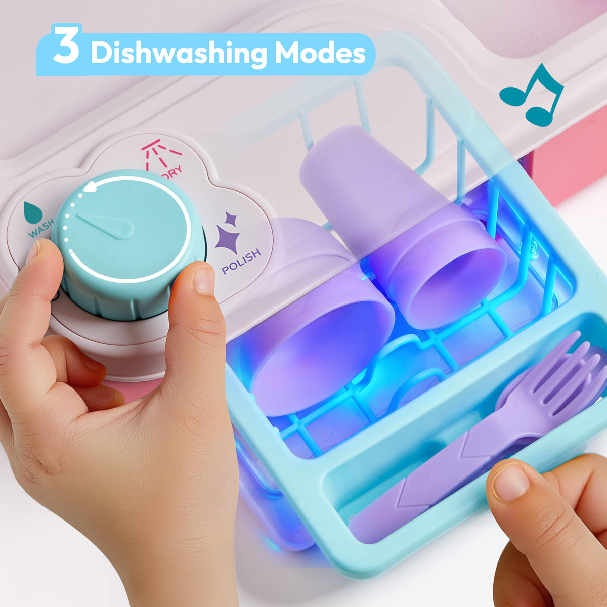 Play-Act Play Sink with Running Water - Color Changing Kitchen Toy, Pink