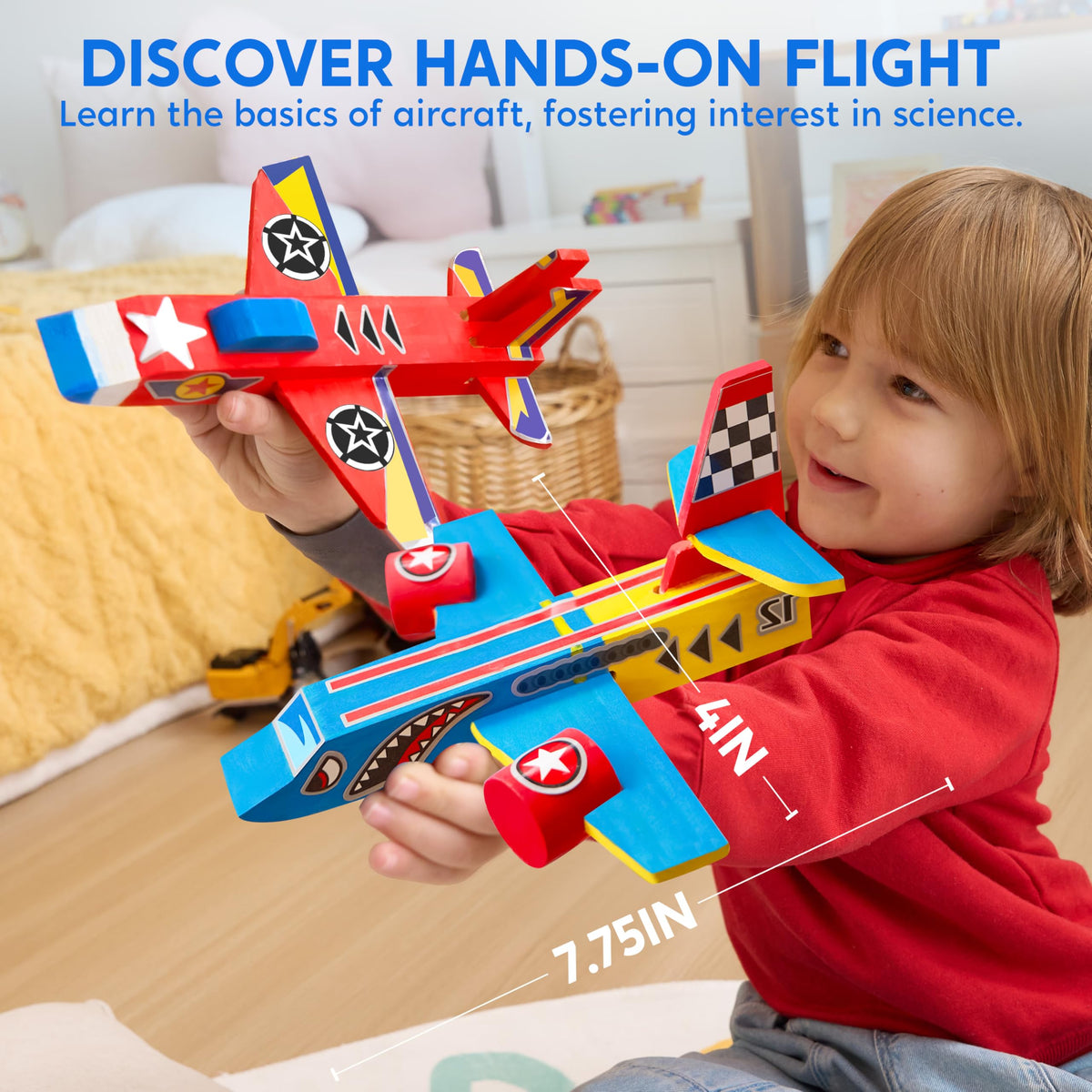 Klever Kits 4 DIY Wooden Aircrafts - Build & Paint Your Own Airplane Kit