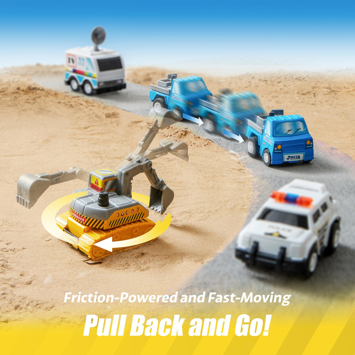 VROOMIX 18-Piece Pull-Back City Cars & Trucks Toy Vehicle Set for Kids