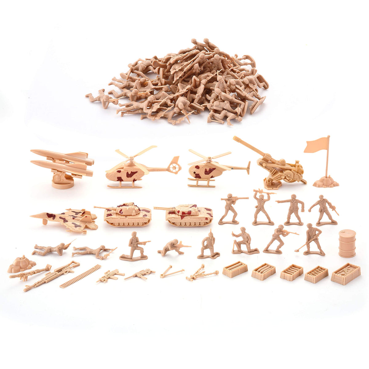VROOMIX 164-Piece Military Soldier & Vehicle Playset with Storage Bucket