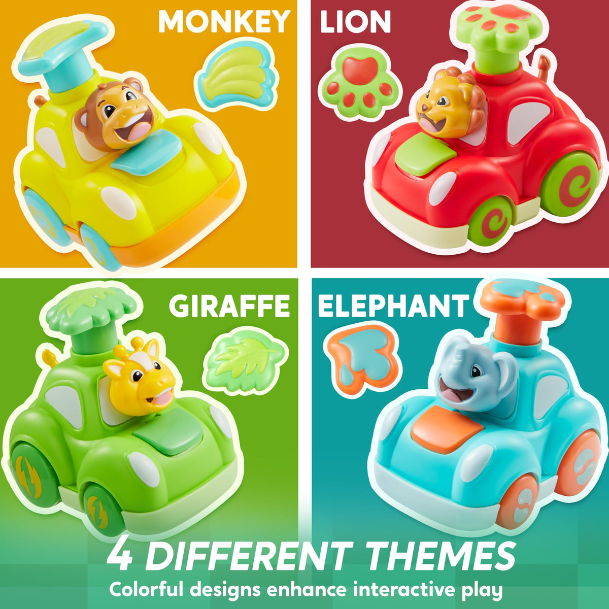 VROOMIX Press 'n Roll 4 Pcs Toddler Pressing Car Set