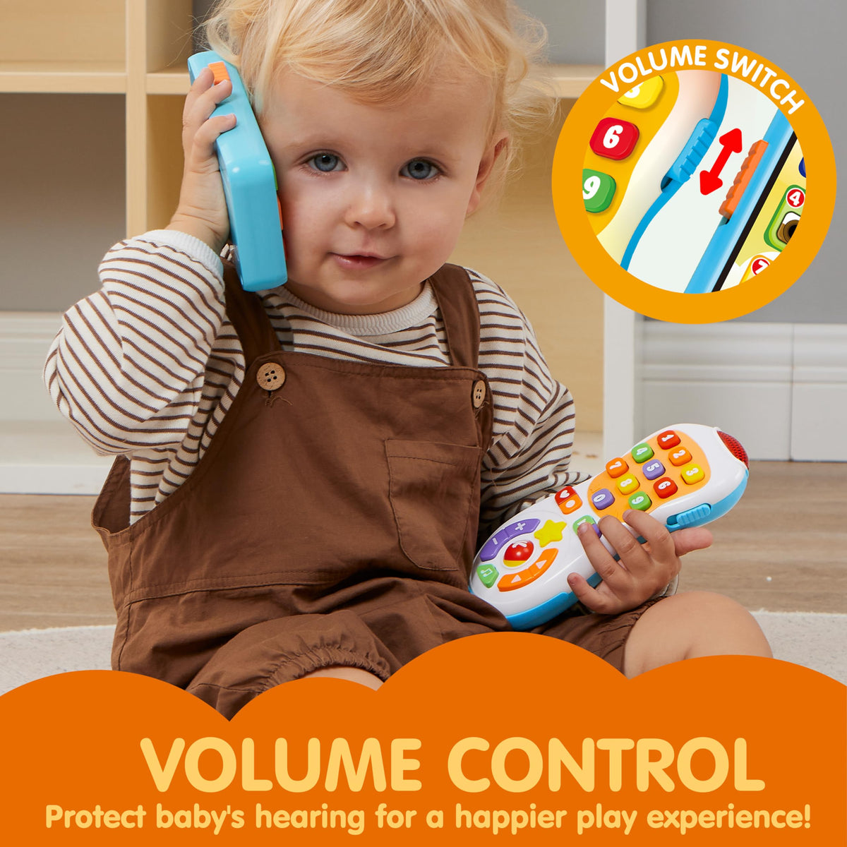 Play-Act Upgraded Toy Phone & Remote Set - 90+ Music & Learning Phrases