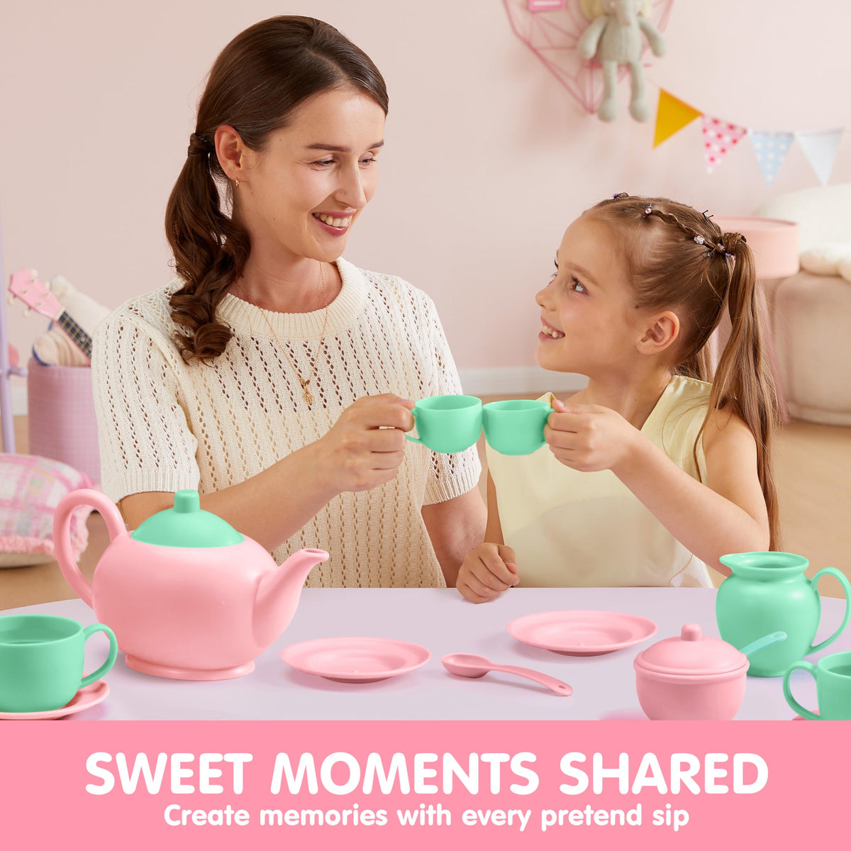 Play-Act 18 PCS Pretend Tea Party Set - BPA & Phthalates Free Play Food