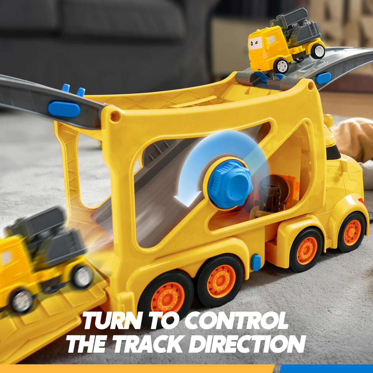 VROOMIX 7-in-1 Construction Transport Carrier Truck Set with Lights & Sounds