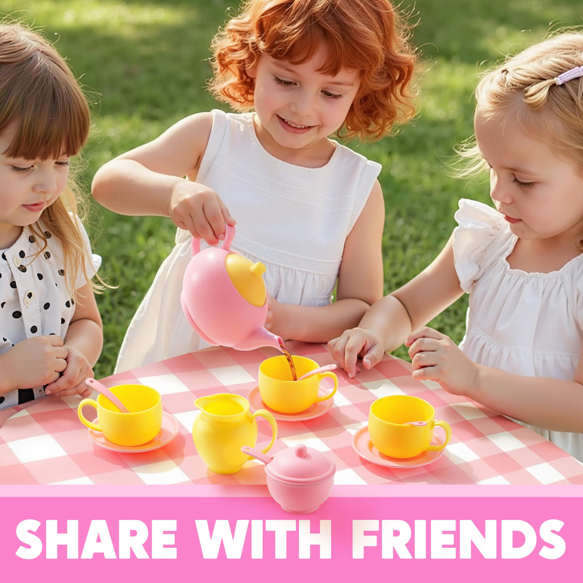 Play-Act 18 PCS Pretend Tea Party Set - BPA & Phthalates Free Play Food