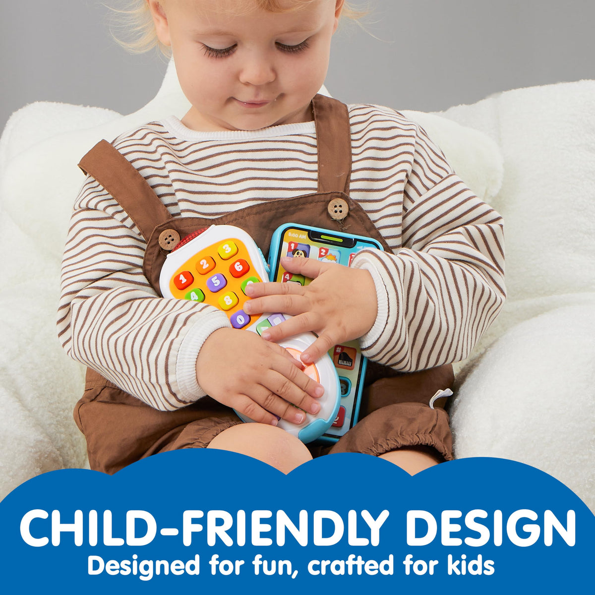 Play-Act Upgraded Toy Phone & Remote Set - 90+ Music & Learning Phrases