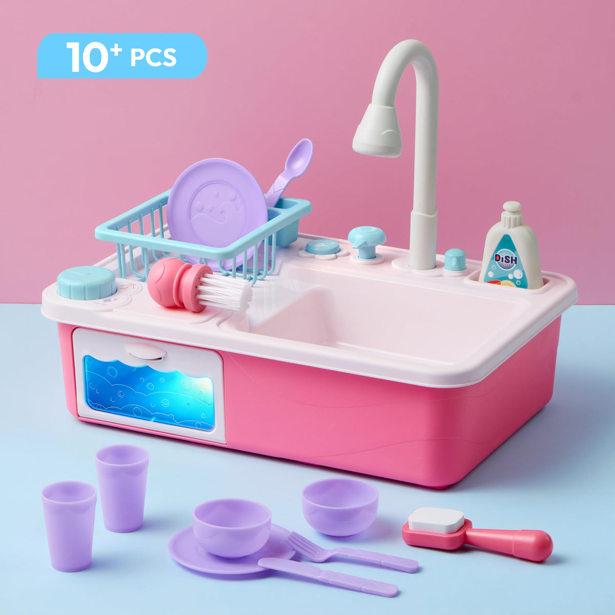 Play-Act Play Sink with Running Water - Color Changing Kitchen Toy, Pink