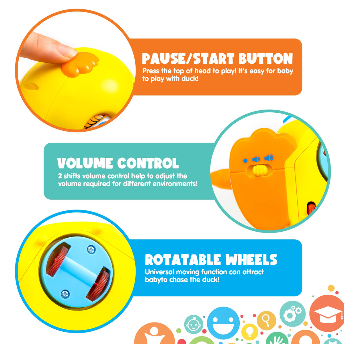 Play-Act Dancing Duck - Crawl, Dance, Learn With Music & Lights