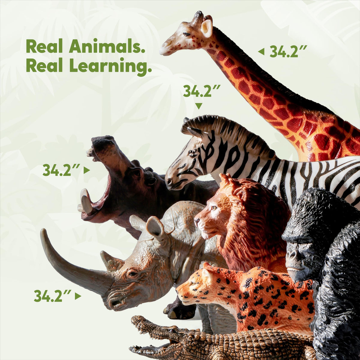 Play-Act 17 PCS Wild Animal Figures with Play Mat & Storage Cage - Kids 3-5