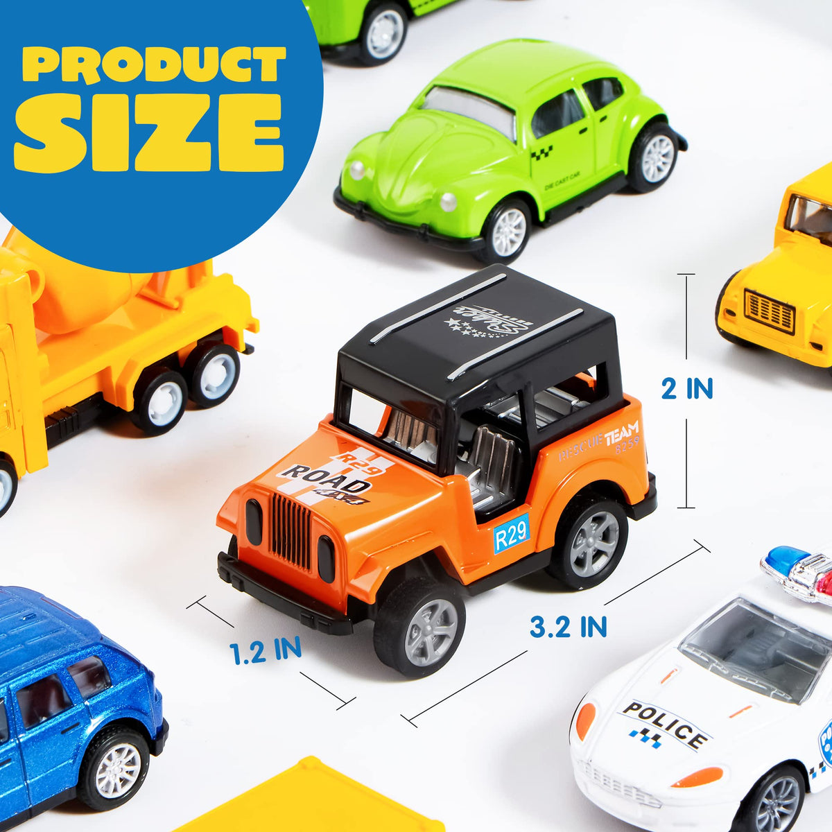 VROOMIX 20-Piece Die-Cast Pull-Back Race Car Toy Set for Kids
