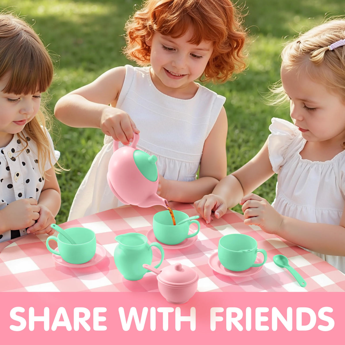 Play-Act 18 PCS Pretend Tea Party Set - BPA & Phthalates Free Play Food